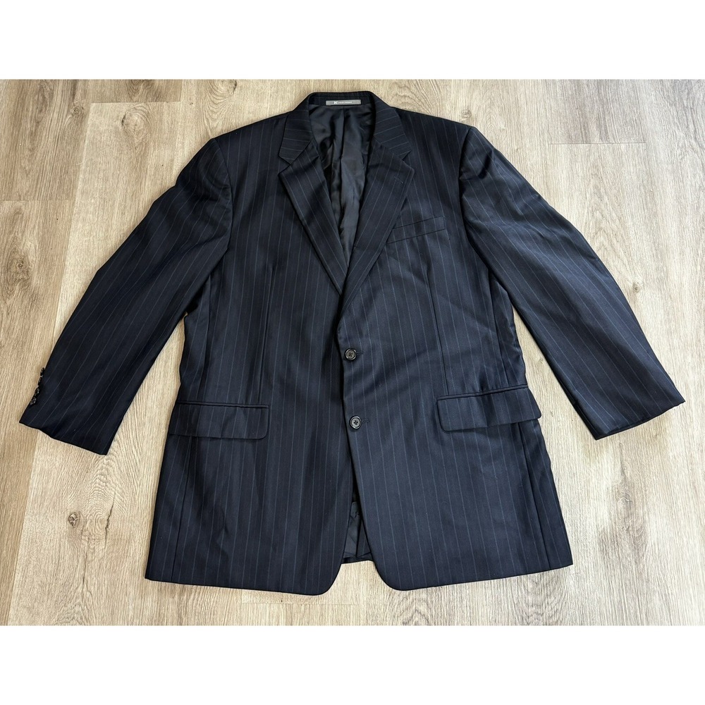 Hickey Freeman Mens Pinstripe Two Button Blazer Suit Jacket‎ 46R Wool